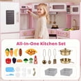 thumbnail image 6 of Wisairt Corner Wooden Play Kitchen for Kids, Interactive Pretend Play Kitchen with Realistic Lights & Sounds, 23 Pcs Cooking Accessories, Age 3+, Pink, 6 of 7