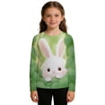 thumbnail image 3 of Toddler Girls' Long Sleeve Graphic T-Shirts 3D Rabbit Print Pattern Crew Neck Casual Shirts Size 4-5T , Green, 3 of 3