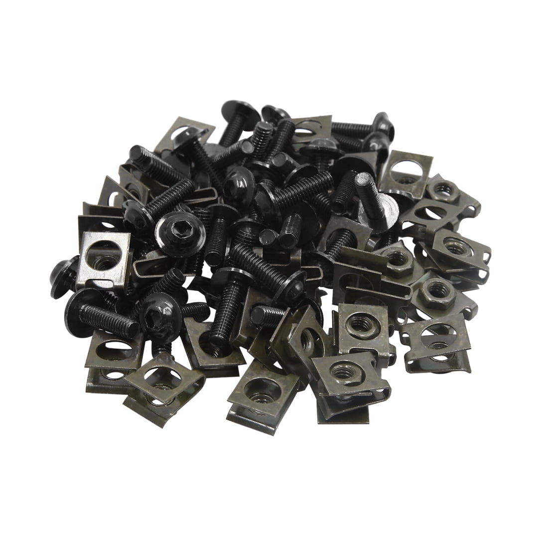 40pcs Metal M6 UType Rivets Motorcycle Fasteners Clips w Black Bolts Screws