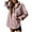 Pink, variant on Women's Denim Jacket V Neck Design Long Sleeve Casual Stylish Outerwear for Daily Comfort L Size Brown