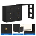 thumbnail image 6 of May in color L‑Shaped Vanity Set with Rotatable Tabletop, Modern Makeup Vanity Dresser with 6 Drawers & Open Storage Shelves, Multi‑Functional Vanity Desk for Bedroom, Nail Table, Sewing Table, Black, 6 of 8