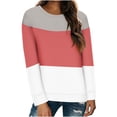 thumbnail image 2 of Timegard Women's Sweatshirt Crew Neck Long Sleeve Color Block Pullover Fall Winter Casual Tunic Tops, 2 of 4