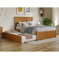 AFI Madison Full Wood Platform Bed with Footboard and Full Trundle, Light Toffee