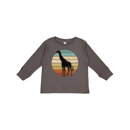 

Inktastic Giraffe African Animal Retro Sunset Gift Toddler Boy or Toddler Girl Long Sleeve T-Shirt