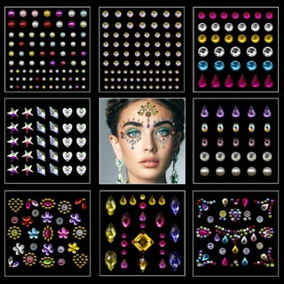 4 Sheets Euphoria Face Jewels Gems+10g Chunky Glitter, Self-Adhesive  Rhinestones Stickers-Luminous Gems