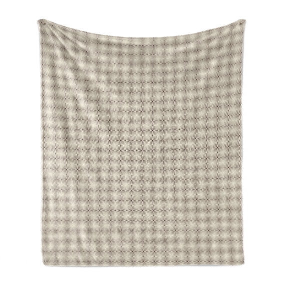 Earth Tones Soft Flannel Fleece Throw Blanket, Abstract Inner Squares Pattern Geometrical Rhombus Modern Design, Cozy Plush for Indoor and Outdoor Use, 60" x 80", Ivory and Dark Brown, by Ambesonne