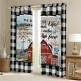 thumbnail image 2 of Rustic Farmhouse Curtains & Drapes Windmill Decor Curtains Rooster Red Barn Country Blackout Curtains Vintage Western Farm Wooden Plank Buffalo Plaid Window Curtains Farmhouse Bedroom Decor, 38"Wx45"L, 2 of 5