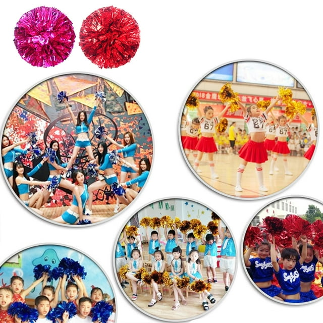 2 Pcs Accessoire de Match de Cheerleading à Main Ballon de Sport Femmes Cheerleader à Main Fête Couleur Unie Portable Boîte de Nuit Gym Cheer Rose Rouge
