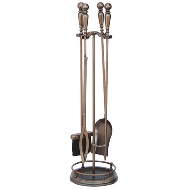 5 Pc Venetian Bronze Fireset With Ball Handles