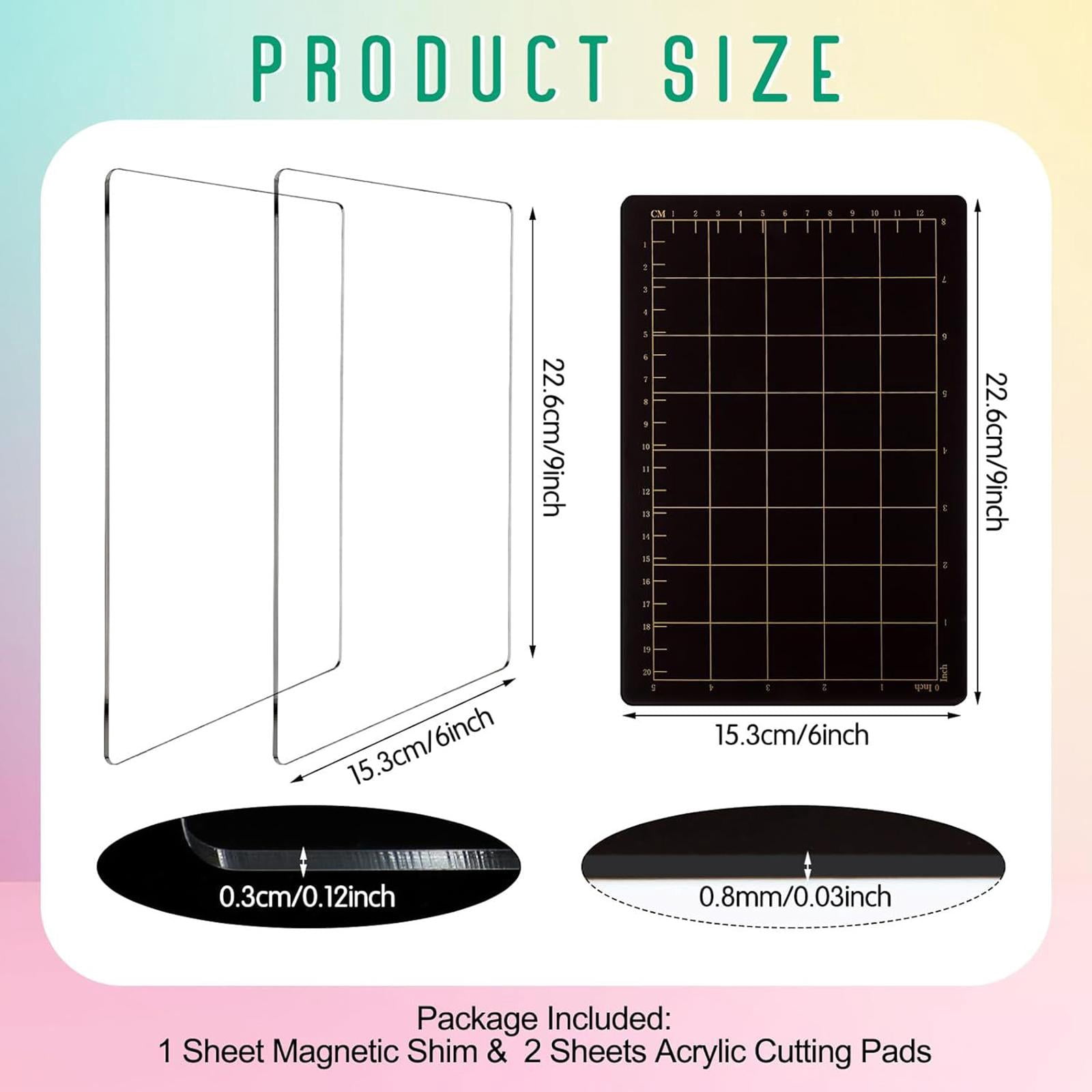 FVDPWYE Clear Acrylic Cutting Pads 8.9"x6" Shim for DIY Scrapbooking Embossing Craft