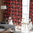 thumbnail image 4 of Red Plaid Christmas Semi Sheer Curtains 84 Inch Length 2 Panels Set, Snowman Snowflake Xmas Tree Ball Elk Sheer Kitchen Curtain Privacy Voile Window Curtain for Living Room Bedroom Rod Pocket Drapes, 4 of 7