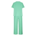 thumbnail image 5 of Scyoekwg Two Piece Outfits for Women Lounge Sets Solid Color Short Sleeve V-Neck Button Tops Wide Leg Pants Casual Tracksuit Sweatsuits Sets Loose Trendy Matching Sets (Green,L), 5 of 8