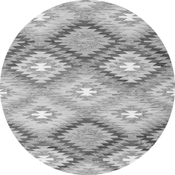 Ahgly Company Indoor Round Southwestern Gray Country Area Rugs, 6' Round