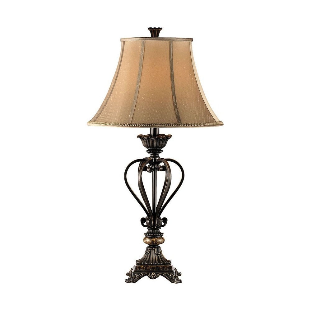 1 Light Traditional Table Lamp with Ornate Scroll Caged Base and Bell Shaped Softback Fabric Shade-3 Way Switch Street Home 2499-Bel-4228790 - Walmart.com