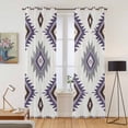 thumbnail image 2 of Purple Aztec Kitchen Curtains 84 Inch Length, Southwest Boho Abstract Gray Geometric Grommet Top Bedroom Living Room Curtains, Light Filtering Cafe Curtain Drapes 2 Panels Set 84''x84'', 2 of 9