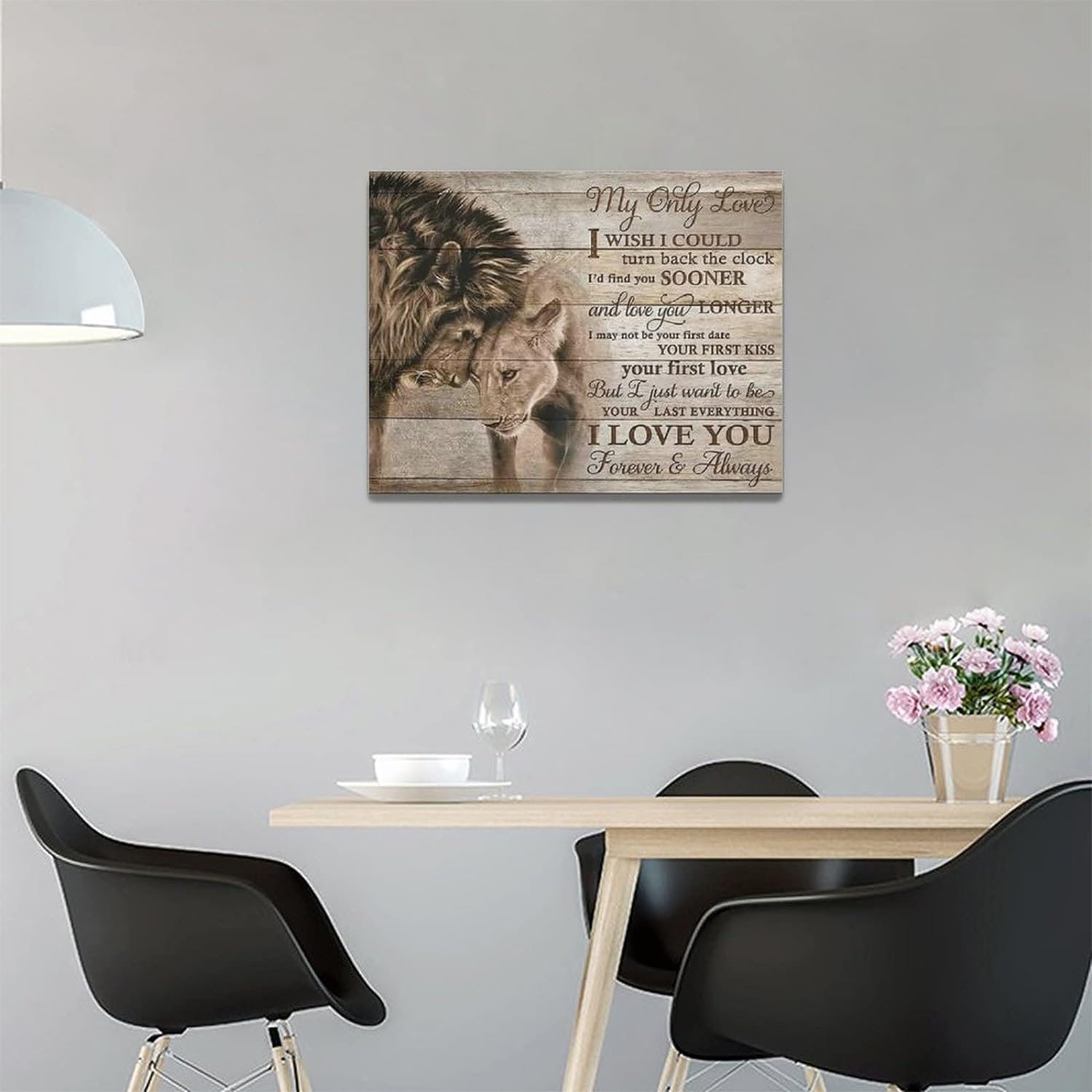Lion and Lioness Wall Art Love Quotes Animal Canvas Prints Painting ...