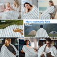 thumbnail image 5 of Blue Striped Cooling Blanket, Lightweight Breathable Summer Throw Blanket with Double Sided Cold Effect, Blue White Stripes Farmhouse Picnic Beach Blankets Bed Sheet for Hot Sleepers 50"x60", 5 of 8