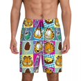 thumbnail image 1 of Custom Print Men Manga Garfields Cartoon Anime Cat Pattern Pajama Bottoms Sleepwear Pjs Sleep Shorts with Pockets, 1 of 7