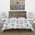 thumbnail image 3 of Designart 'Bullfinch Bird on Abstract Doodle Circles' Animals Duvet Cover Set, 3 of 4