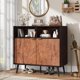 thumbnail image 1 of 3.15 estilo rural kitchen sideboard buffet gabinete - 2 abiertos estantes, gorgeous burl texture, walnut, para dining & sala de estar, 1 of 7