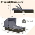 thumbnail image 3 of Costway 2-person Rattan Lounge Bed with Retractable Canopy 5-position Adjustable Backrest Mix Brown,Gray, 3 of 9