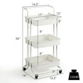 thumbnail image 2 of Gymax 3 Tier Rolling Cart W/Wheels Practical Handle&ABS Storage Basket Organizer White, 2 of 10