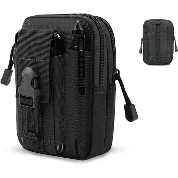 EDC Waist Bag Belt Pouch with Cell Phone Holster Women's Fanny Pack, Black
