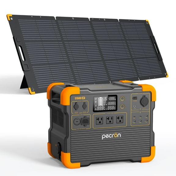 PECRON E1500LFP 1536Wh/2200W Portable Power Station With 200W Solar Penal, AC Outport Solar Generators LiFePO4 Battery UPS for Indoor Home Backup Emergency Outdoor Camping RV Trip