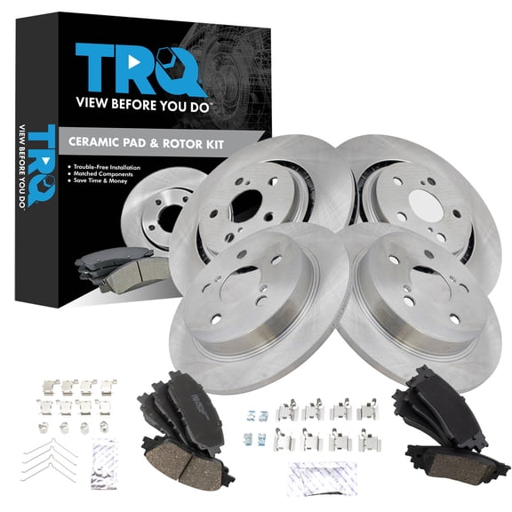 TRQ Front and Rear Brake Pad and Rotor Set Ceramic Fits 2021-2023 Toyota Camry