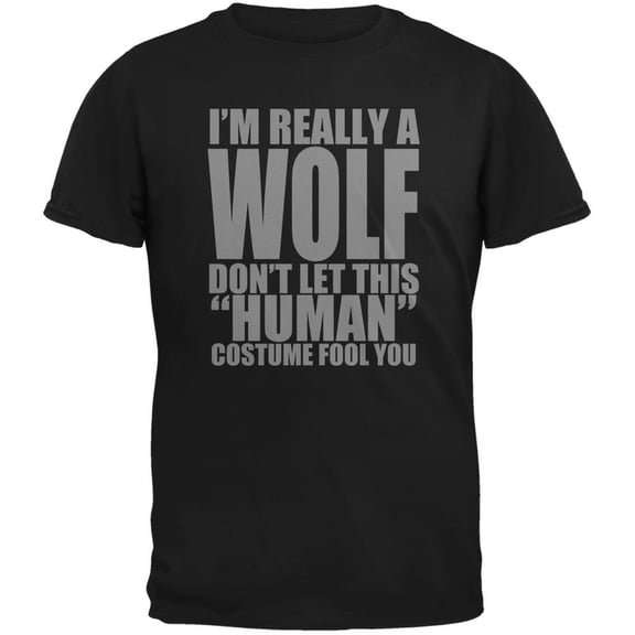 Halloween Human Wolf Costume Black Adult T-Shirt - 3X-Large