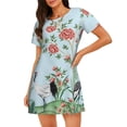 thumbnail image 1 of Easygdp Chinoiserie Floral Palm Tree Camisón de manga corta para mujer, informal, estampado, 1 of 6