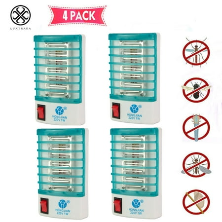 Luxtrada 4 Packs Insect Mosquito Killer Bug Zapper Indoor Plug-in Mosquito and Fly Trap, with Bright LED UV Light Attracter for Repels Ants, Fleas, Rats, Rodents, Roaches, Fruit Flies -