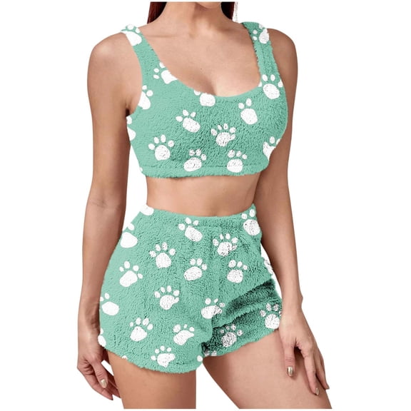 JSGEK Womens Printed Pajama Sets Sleeveless Design Soft Fabric Relaxed Silhouette for Home Relaxation Green XXL