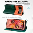 thumbnail image 2 of Cute Cartoon Wallet Phone Case for Google Pixel 6 with Card Holder Soft PU Leather Kickstand Cover for Men and Women Magnetic Shockproof Protective with Lanyard for Google Pixel 6, Darkgreen, 2 of 9