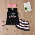 thumbnail image 5 of Mercatoo Toddler Baby Girl Outfits Fringe Tank Top+Tassel Shorts+ Headband 3 𝐏iece Set Kids Girls Summer Holiday Clothes, 5 of 8