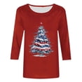 thumbnail image 4 of Fashion Fall Saving LiMoi Women's Round Neck Christmas Shirt with 3/4 Sleeve and All Over Christmas Tree Print Tees Tshirts Tops Blouse My Items, 4 of 5