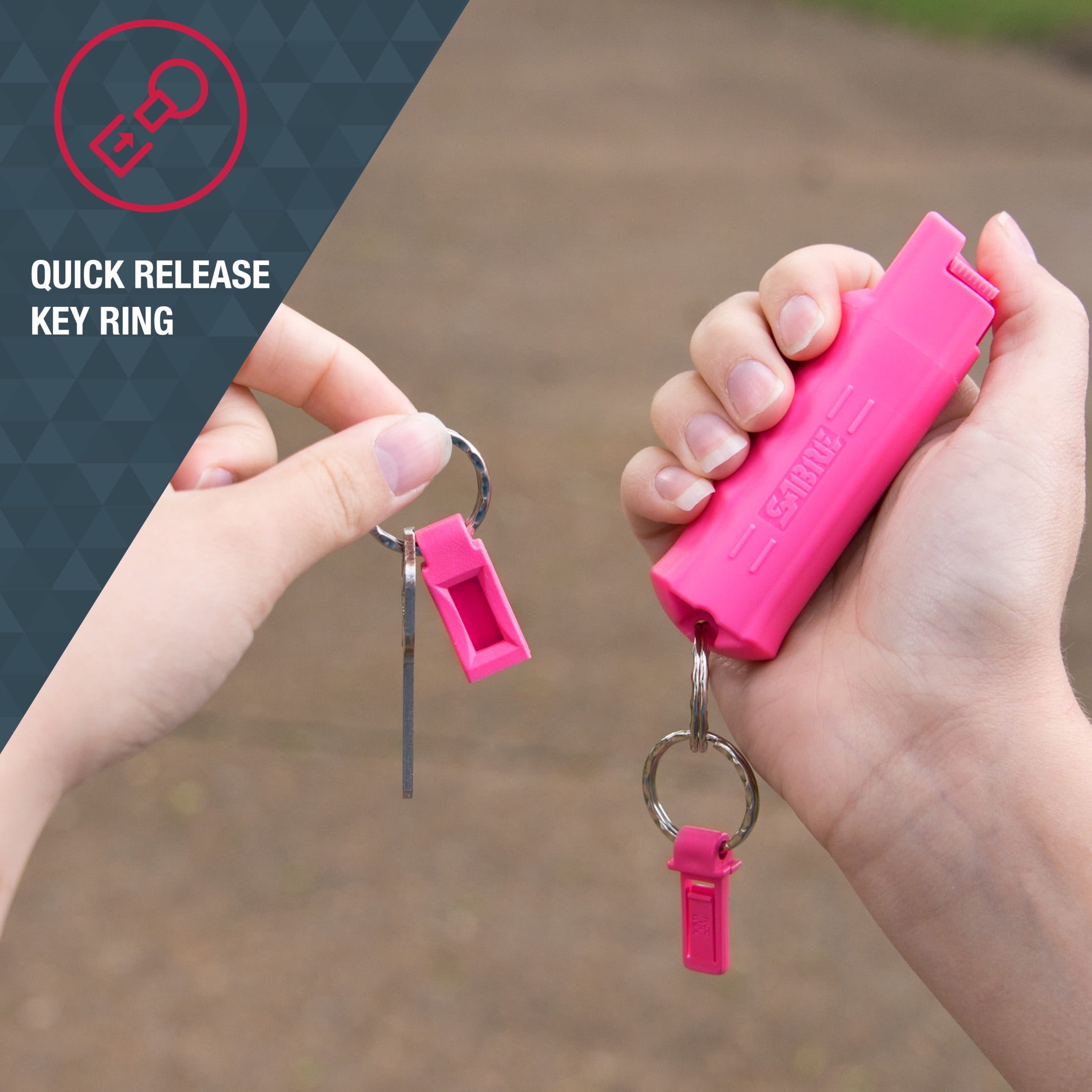 SABRE Pepper Gel with Quick Release Keychain, Pink, 1 Ct, 0.54 oz, New, Pocket Pepper Sprays