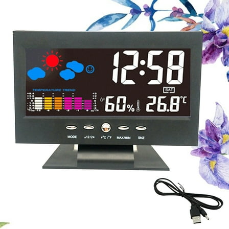 LEORX 1Pc Multifunctional Digital Clock Silent Time Display with Temperature or Black