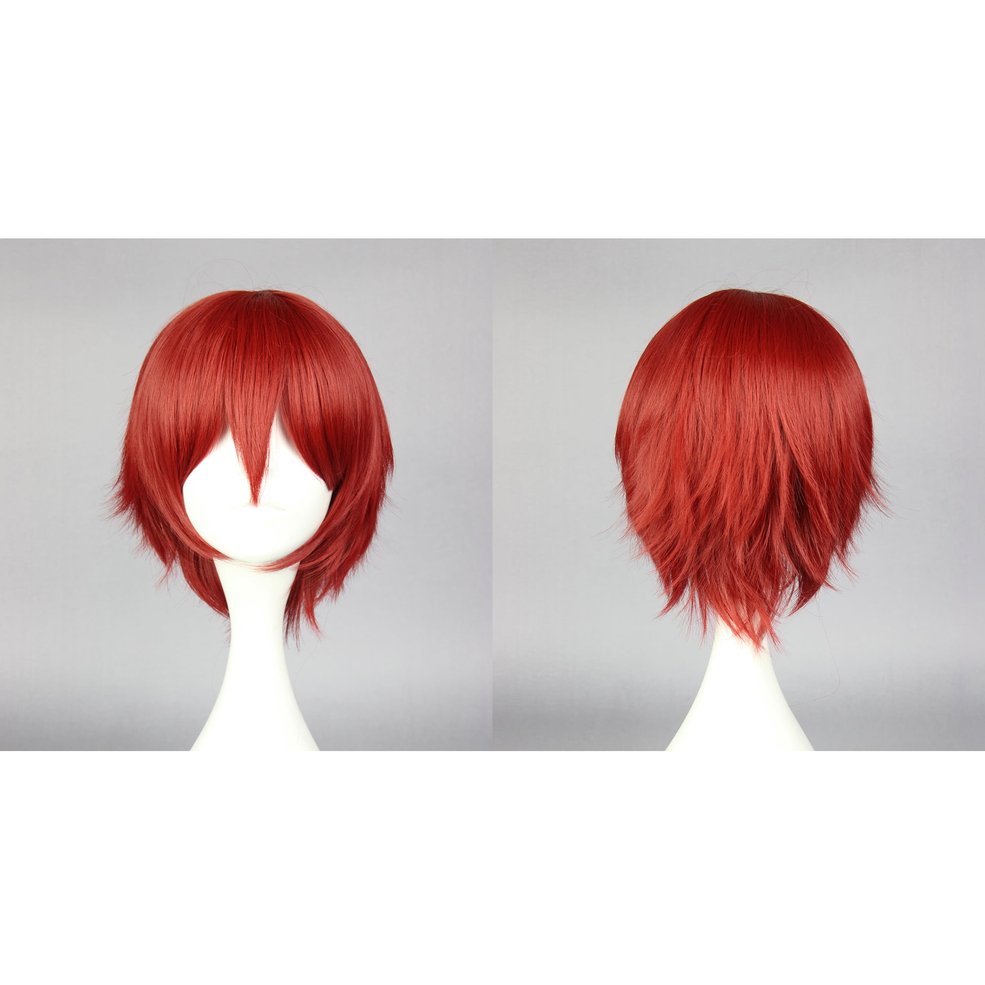 Unique Bargains Human Hair Wigs for Women with Wig Cap Short Hair 12" Red Wigs