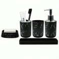 thumbnail image 5 of 5/7/9-Piece Marble Pattern Bathroom Accessory Set, Includes Mouthwash Cup Toothbrush Holder Soap Dispenser Tray Toilet Brush Trash Can, Modern Bathroom Organizer Kit, 5 of 13