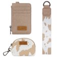 thumbnail image 3 of Wrangler Cow Print KeyChain Wristlet Wallets for Women Western Dual Pouch Wristlet Portable Credit Card Holder Wallet With Zipper, Cow-Khaki, 3 of 9