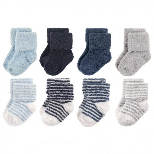 Hudson Baby Infant Boy Cotton Rich Newborn and Terry Socks, Boy Stripe
