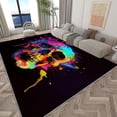 thumbnail image 3 of Washable Area Rug 8x10 ft Colorful Graffiti Skull 3D Print Area Rug for Living Room Bedroom Kids Room Home Decor Carpet, Indoor Non-Slip Floor Rug Mat, Low Pile Rugs, 3 of 7