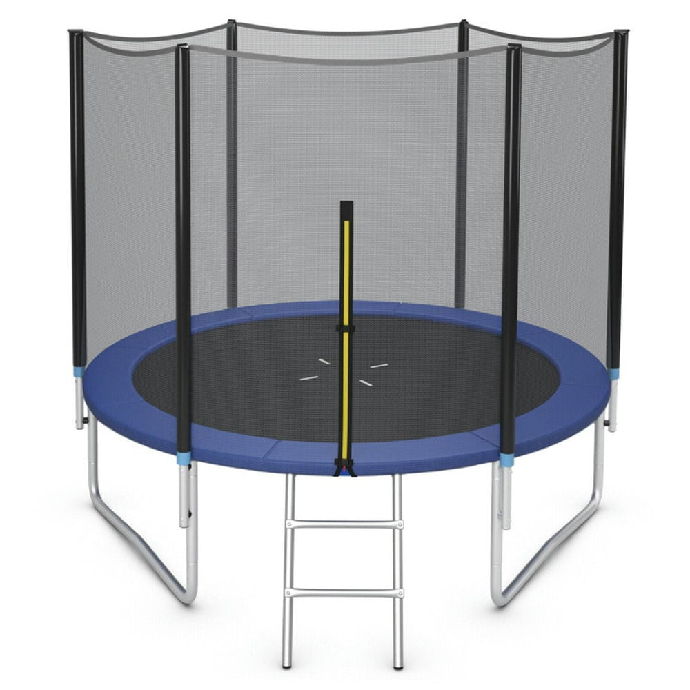 Demifill 10 Feet Outdoor Trampoline Bounce Combo, Trampoline with Safety Closure Net Ladder, Blue