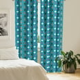 thumbnail image 2 of Mexican Print Curtains 2 Panels Set, Pattern of Scribble Diagonal Squares Motif, Window Drapes for Living Room Bedroom, 56"W X 63"L, Sea Blue Dark Coral, by Ambesonne, 2 of 5