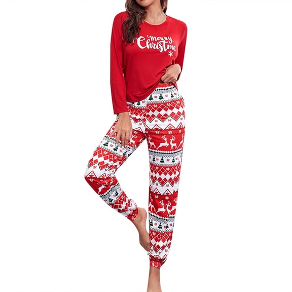 RMGVDSD Christmas Pajamas for Women Set Long Sleeve Shirt and Pants Loungewear Sets Women's Pajamas Holiday Party Sleepwear Two Piece Set