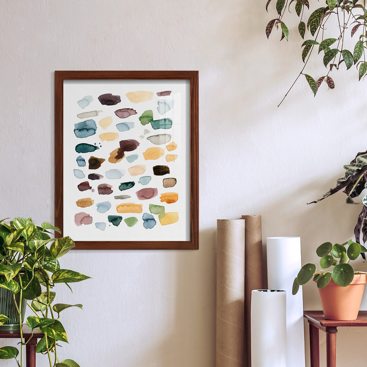 Shattered Segments II - Framed Print w/glass - Chestnut