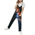 thumbnail image 2 of MKOSPLRT Jumpsuits for Girl Summer V Neck Spaghetti Strap Jumpers Casual Graphic Harem Long Overalls Loose Fit Jumpsuits with Pocket, 2 of 6
