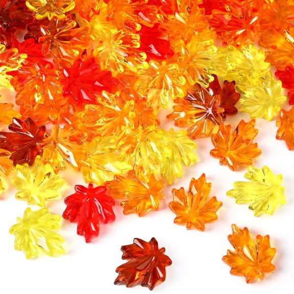 60Pcs Fall Thanksgiving Ornaments, Maple Leaves Vase Filler