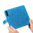 thumbnail image 5 of For Samsung Galaxy A15 6.5" Seven Petal Flower Embossed Strong Magnetic Attachment/Closure, Card Slots/Pocket, PU Leather Flip Wallet Case With Hanging Rope,Blue,For Galaxy A15 (4G/5G), 5 of 7